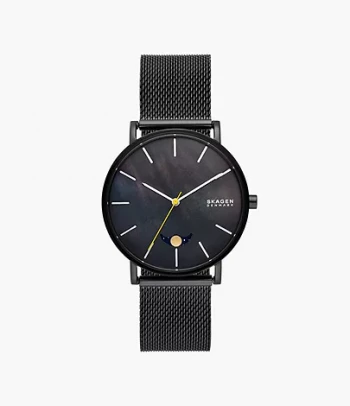 Hagen Moonphase Midnight Stainless Steel Mesh Watch