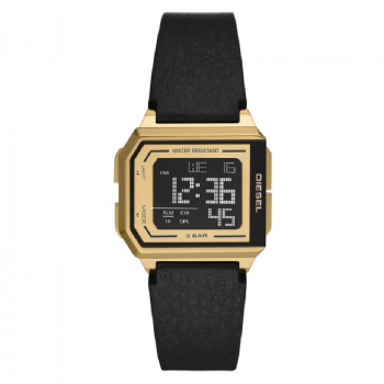 Diesel Chopped Digital Black Leather Watch