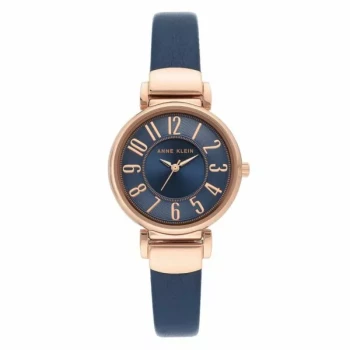 Anne Klein Women's Easy-to-Read Navy Leather Strap Watch