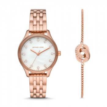 Michael Kors Lexington Rose Gold-Tone Watch and Bracelet Gift Set