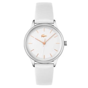 Lacoste White Leather Silver White Dial Women's Watch